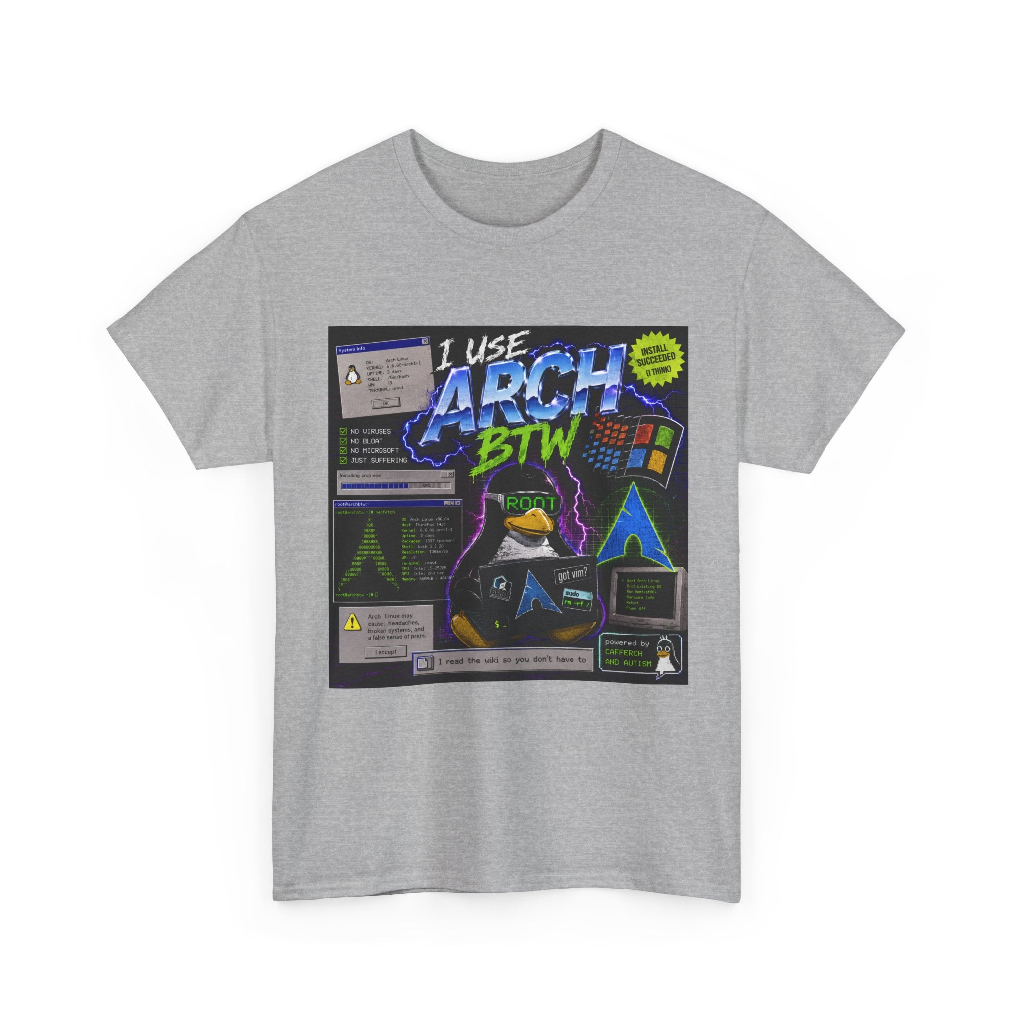 I Use Arch BTW T-Shirt – Retro Linux Arch Penguin Tee for Devs & Sysadmins