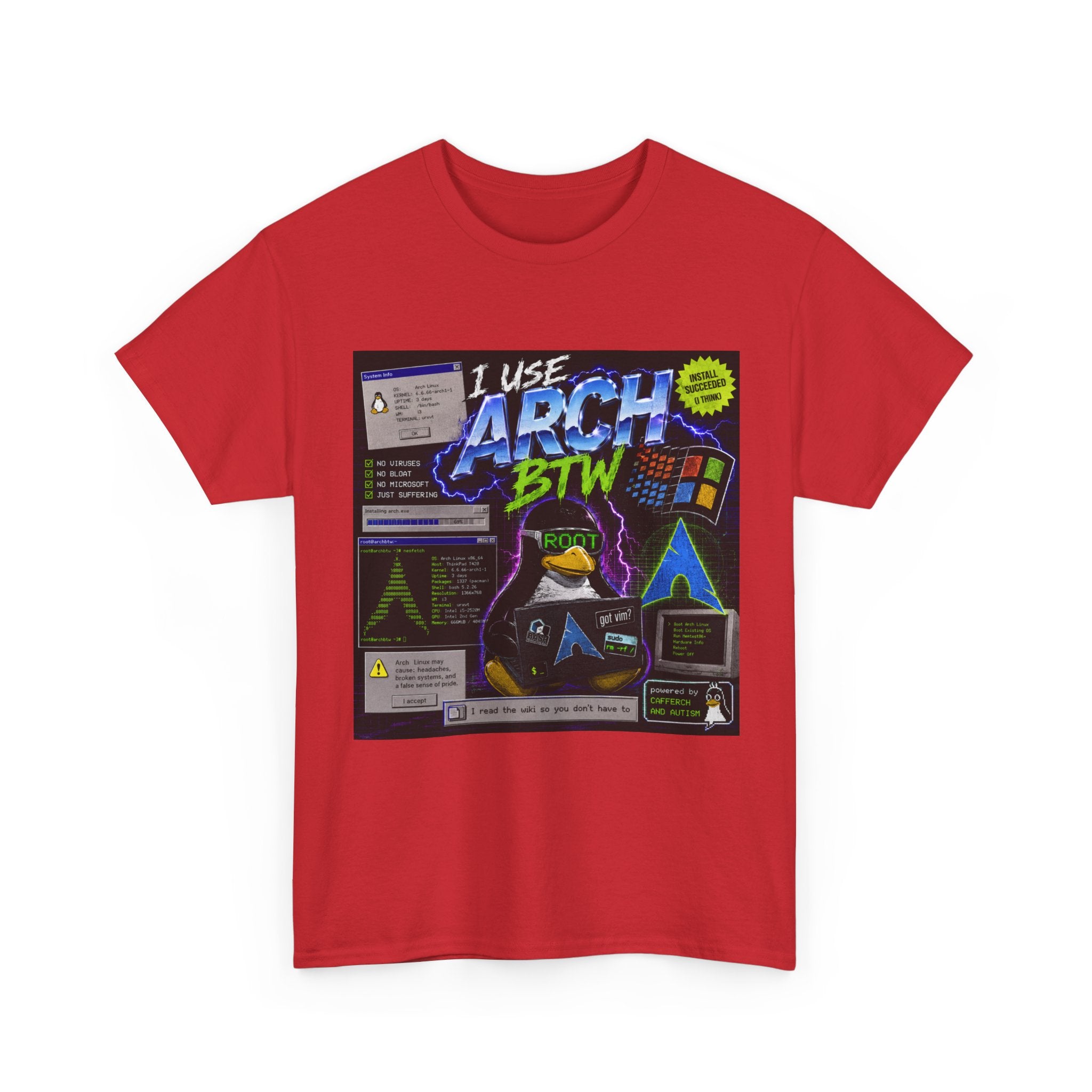 I Use Arch BTW T-Shirt – Retro Linux Arch Penguin Tee for Devs & Sysadmins