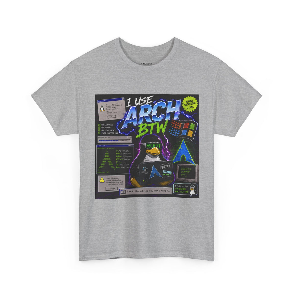 I Use Arch BTW T-Shirt – Retro Linux Arch Penguin Tee for Devs & Sysadmins