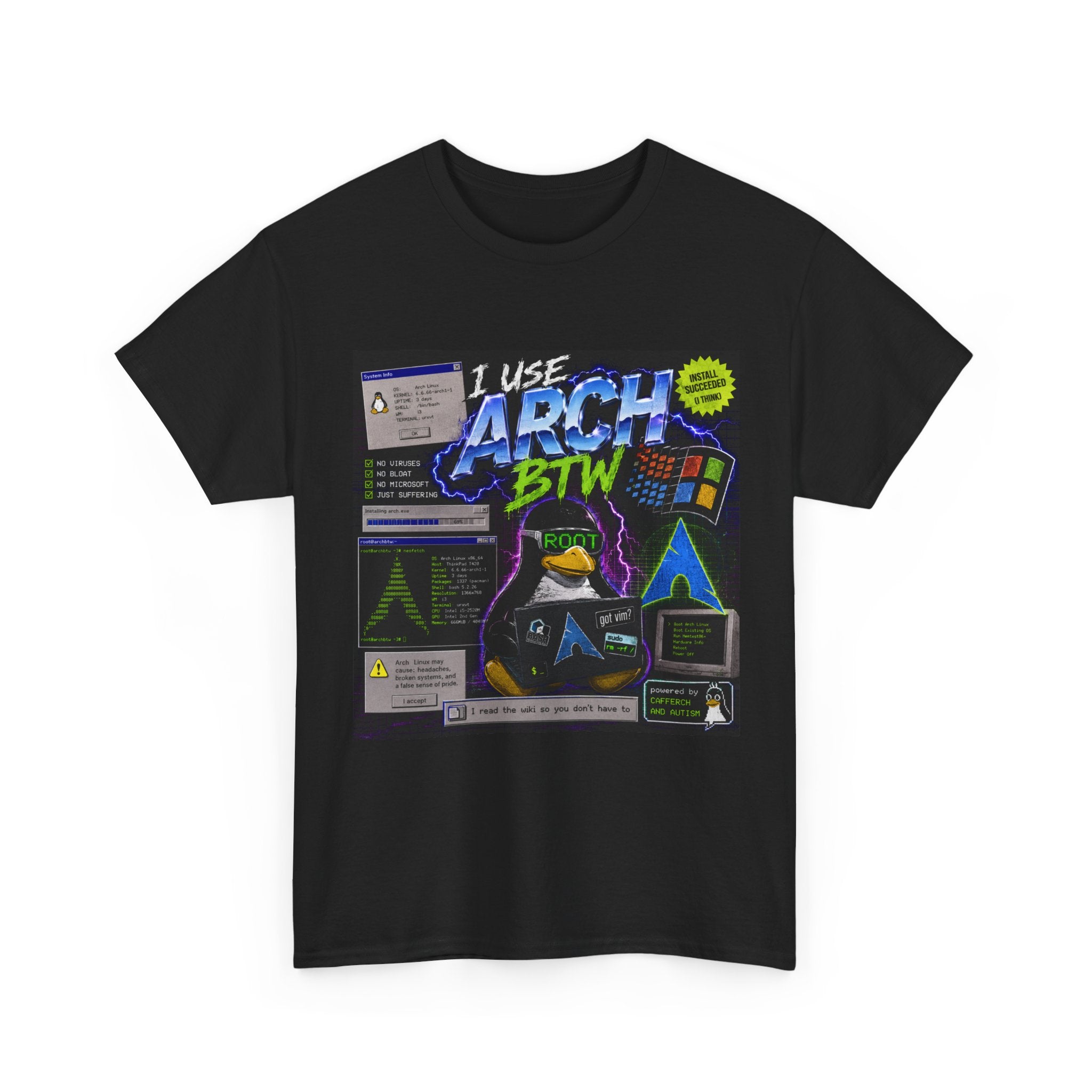 I Use Arch BTW T-Shirt – Retro Linux Arch Penguin Tee for Devs & Sysadmins