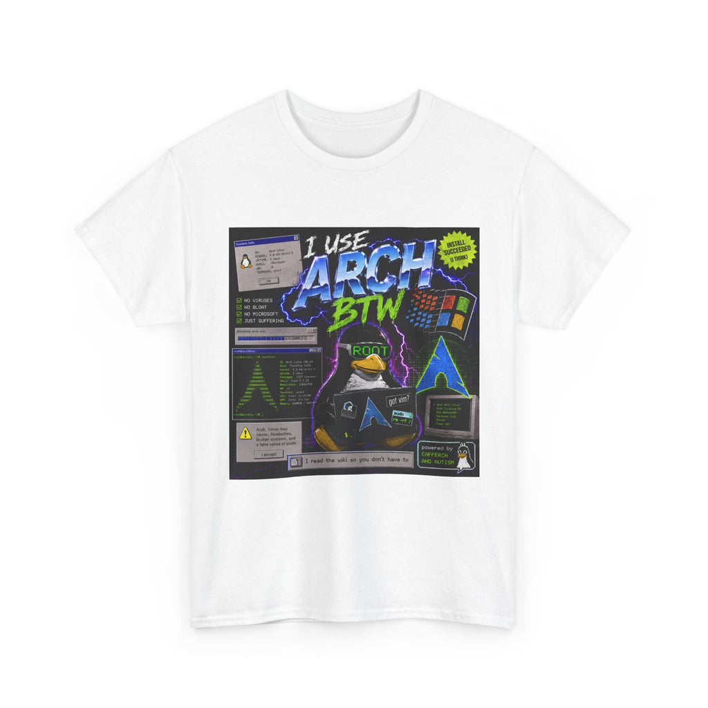 I Use Arch BTW T-Shirt – Retro Linux Arch Penguin Tee for Devs & Sysadmins