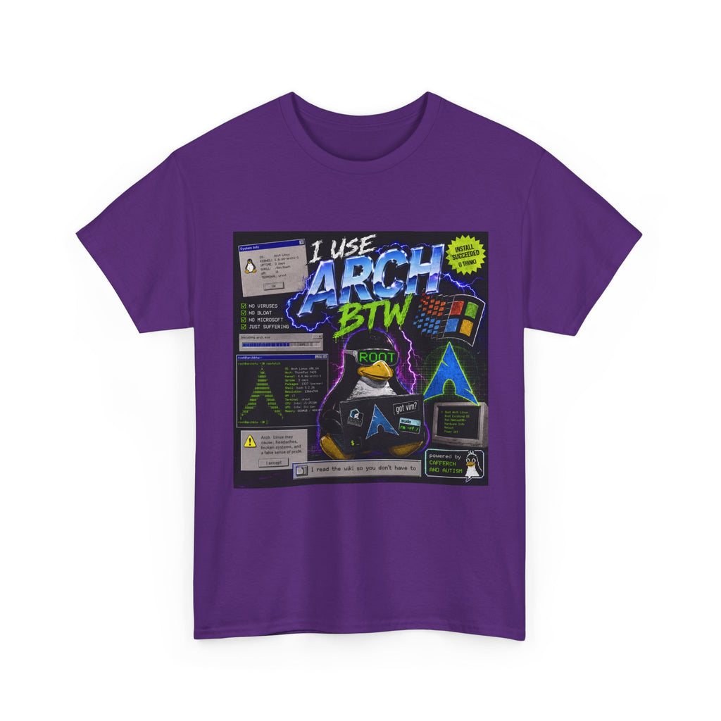 I Use Arch BTW T-Shirt – Retro Linux Arch Penguin Tee for Devs & Sysadmins