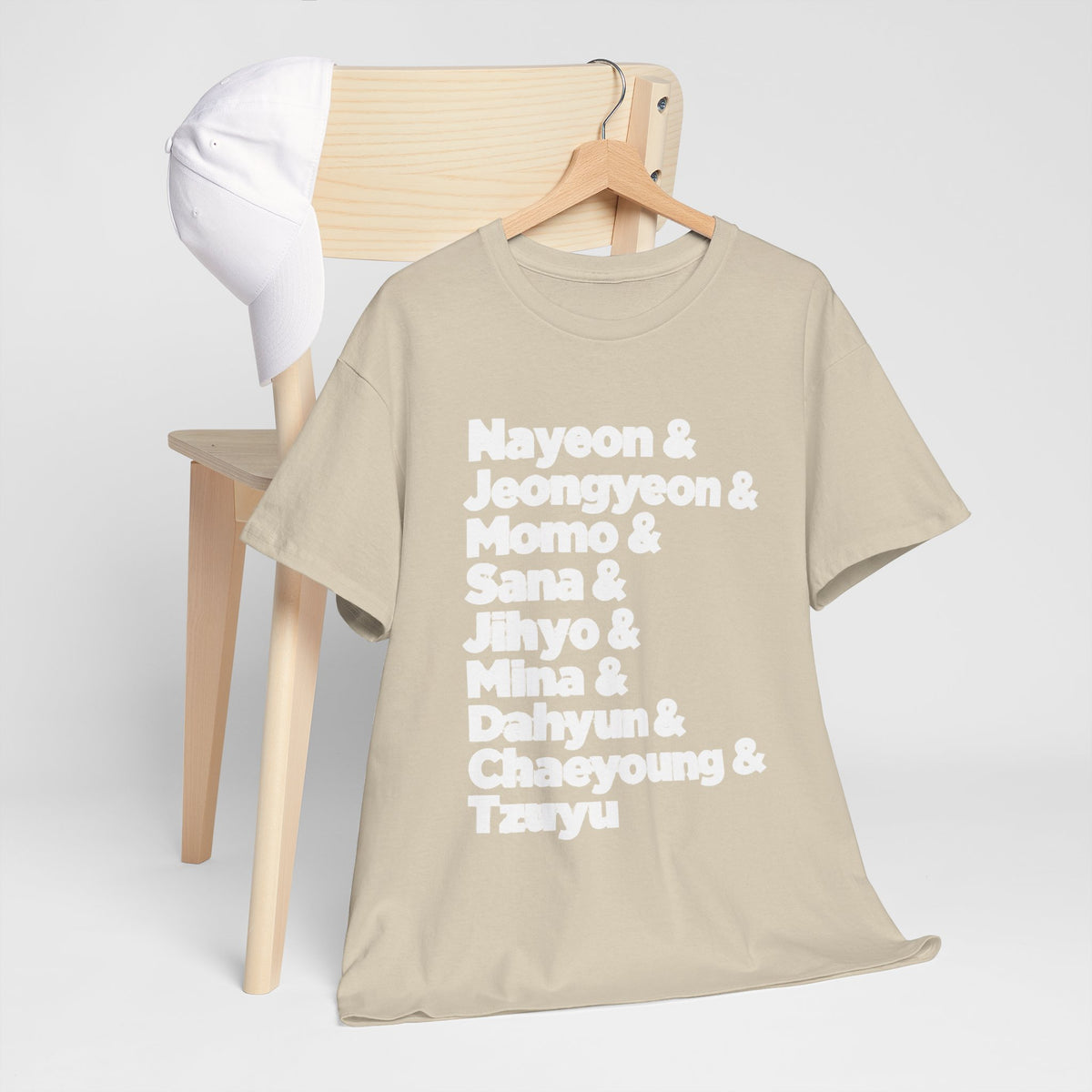 K-Pop Member List Tee — Nayeon & Jeongyeon & Momo & Sana & Jihyo & Mina & Dahyun & Chaeyoung & Tzuyu